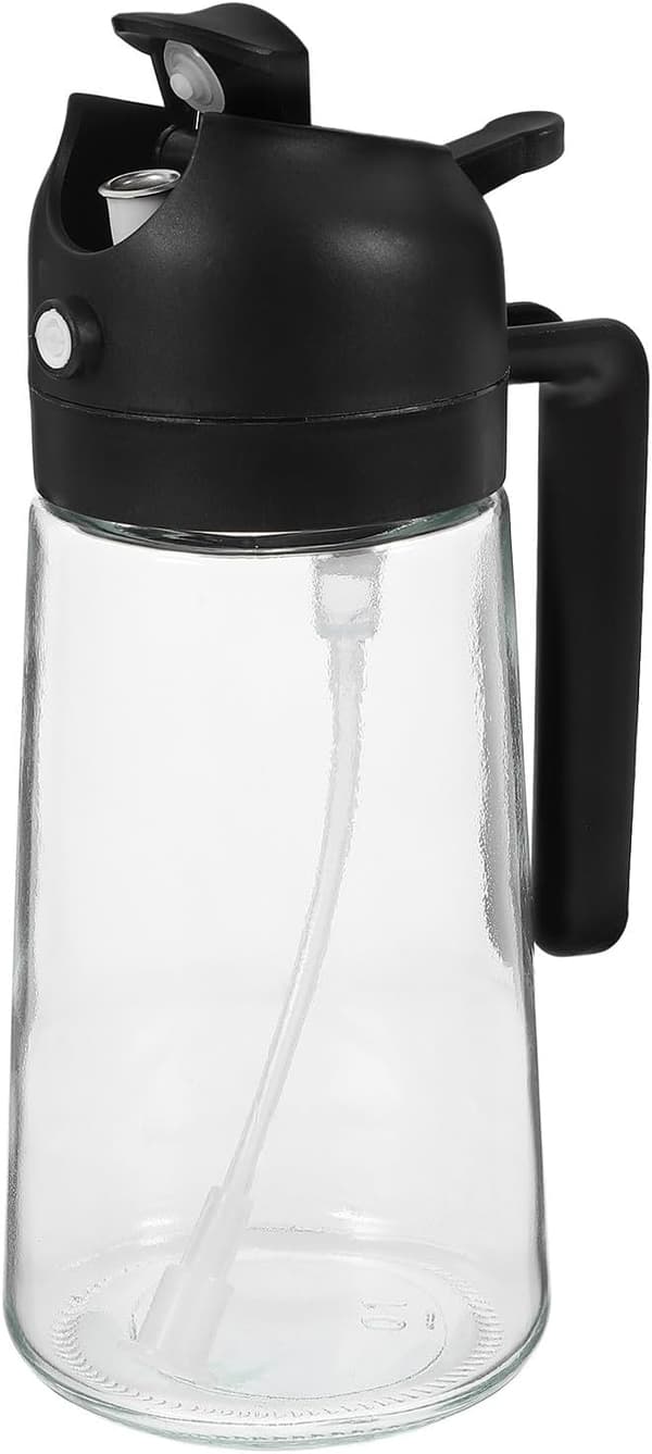 470 ml lasinen maustepullo ruokaöljysuihke puristusöljyn ulosottosuunnittelulla, yksinkertainen ja kätevä muotoilu, musta