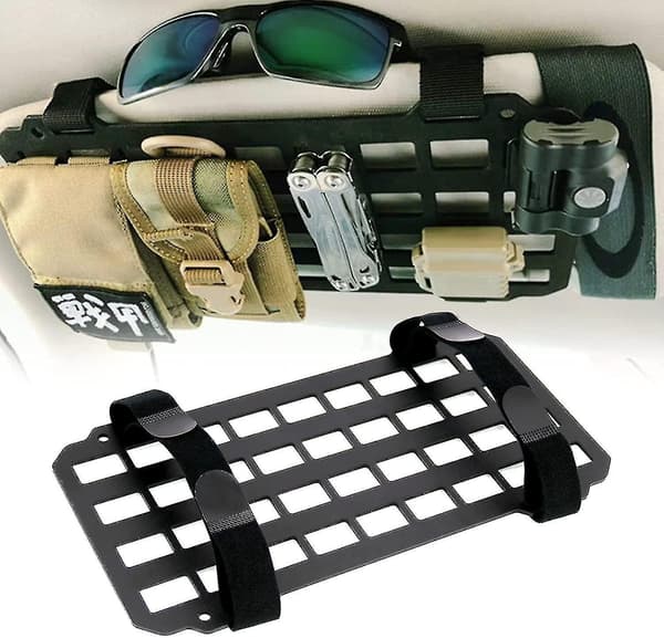 Fordon Rigid Molle Panel för Bilsolskydd, Bilsolskydd Rigid Molle Förvaringslåda Polymerplatta Taktisk Utrustningshållare Edc