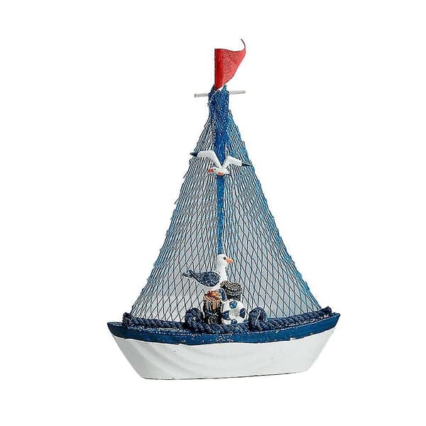 Mike Hjemmedekorativ treseilbåtmodell 1 pakke, håndlaget vintage nautisk dekor seilbåtdekorasjon, treutstilling seilbåt, 8,4*6,3*1,37 tommer