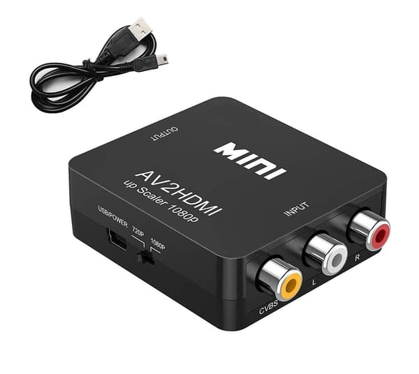 CAIFU AV til HDMI-omformer, med USB-ladekabel for PC Laptop Mini Xbox PS2 PS3 TV STB VHS VCR Kamera DVD