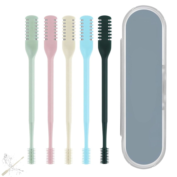 5-pack näshårstrimmer, näshårstrimmer, dubbelsidig näshårstrimmer för män och kvinnor med förvaringsbox, bärbar manuell 360 graders roterande näshårstrimmer