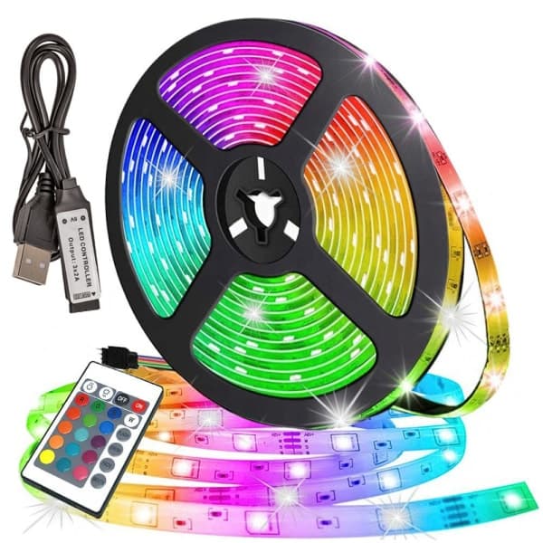 3m LED-stripe med RGB / Lyslenke / LED-stripe - USB flerfarget