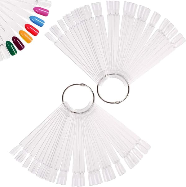 Negleprøver 100 stk Negleprøvepinner Neglefargevisning Neglevisning Tips Neglekunst Tips Pinner med Metallring