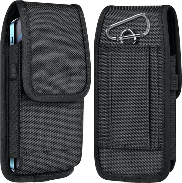 Universal Nylon Mobilhylster Bælte Stødsikker Robust Mobilpose Telefoncover Med Bælteclips og Krog Til Iphone, Samsung, LG… (M)