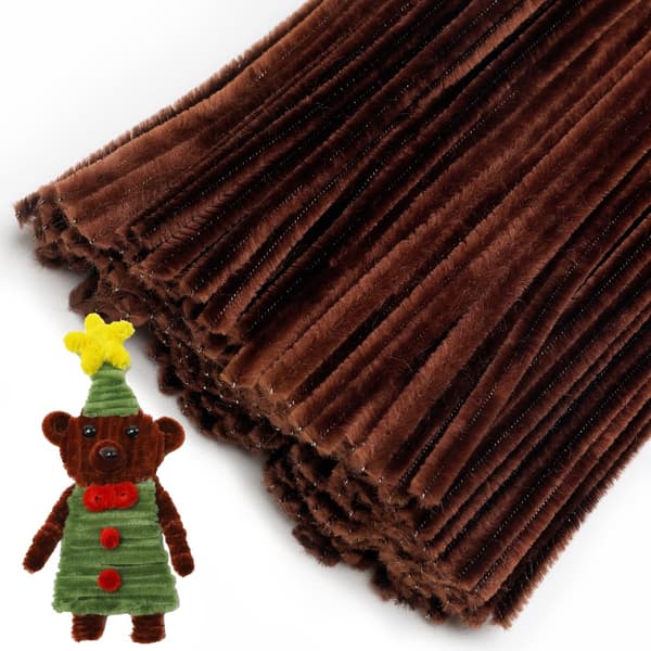 200 STK Brune Piperensere, Håndverk Chenille Stengler for DIY Kunst og Håndverk, Dekorasjoner og Kreative Prosjekter
