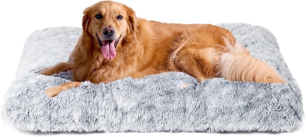 Stor XL Hundeseng, Vaskbar og Sklisikker Anti-Stress Hundepute, Myk Plysj Hundeseng, Grå, 100x70cm