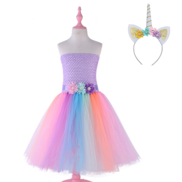 Cute Mesh Girls Tute Unicorn Princess Dress Sets Xl