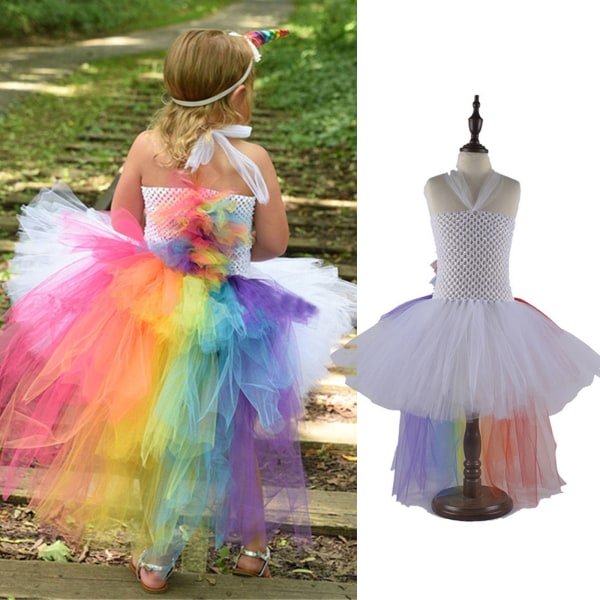 Girls Unicorn Tutu Fancy Dress Hoop Fairy Princess Wedding White 2xl