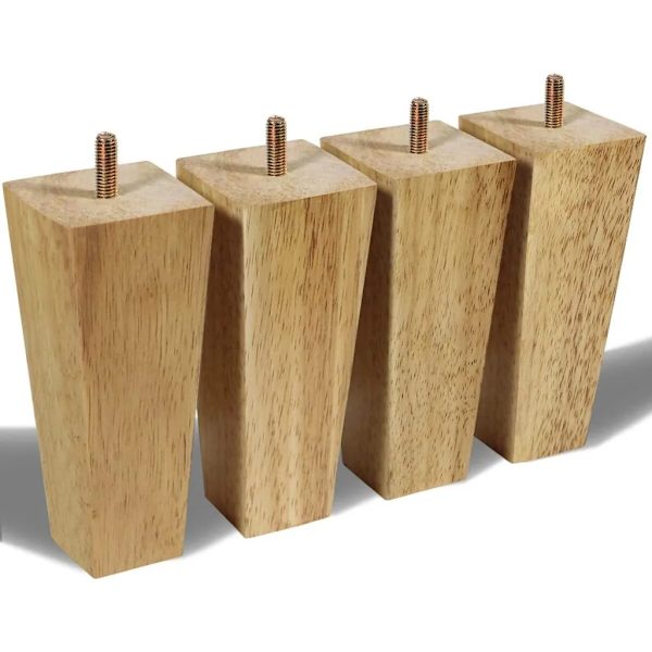 4 møbelføtter i tre sokkelføtter sofaben M8 skruer og bolter (15cm)-FA6-