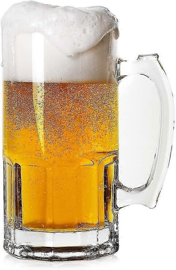 Ekstra Stor Ølseidel i Stilren Design 1 Liter, Store Glasskrus med Håndtak, En Liter Tysk Ølseidel Superkrus (1035 ml)-FA-
