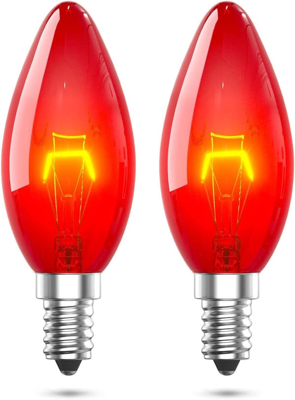 2X E14 Rød Lyspære 26W Dimbar, Fireglow Rød Stearinlyspære SES Liten Edison Skrue C35 Peis Farget Lyspære AC 220V
