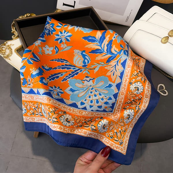 Damescarf, Smuk damehalsklud orange, Stilfuld damescarf orange, Scarves, Sjal, Firkantet