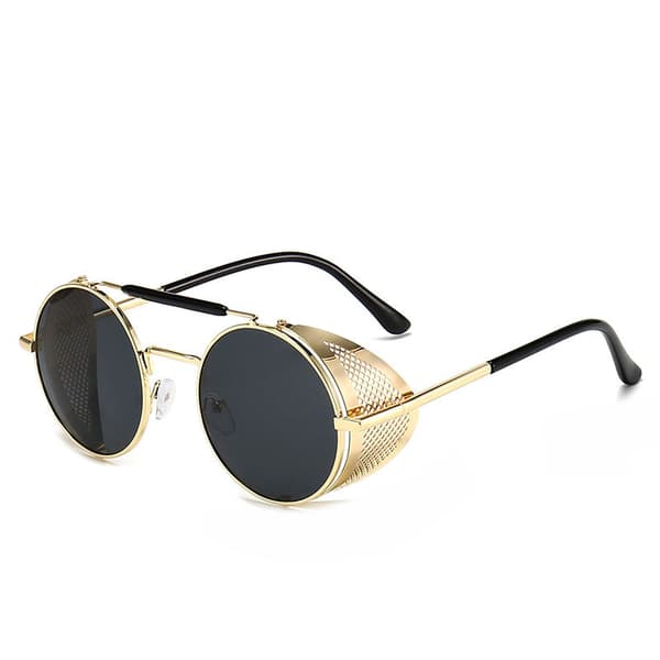 Retro Runde Polariserte Steampunk Solbriller Menn Kvinner