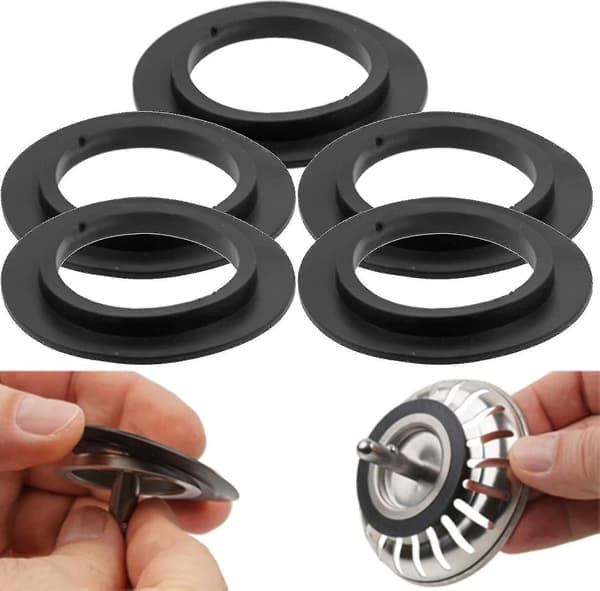 Ringformet tetningsring i gummi, 5-pakning tetningsring for badekarpropp, tetningsring i gummi for kjøkkenvask, kompatibel med Franke kurvsilpropp, ko