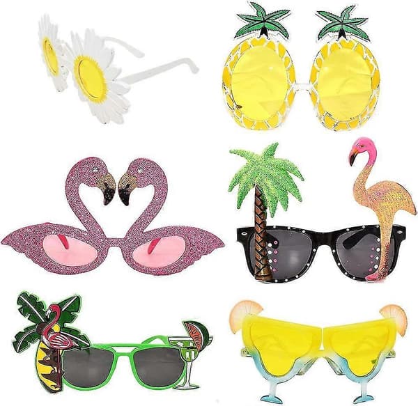 Kryc Party Briller Morsomme Briller Nyhet Party Solbriller 6 Pakning Ananas Solbriller Tropiske Solbriller Cocktail Party Tilbehør Morsomme Solbriller