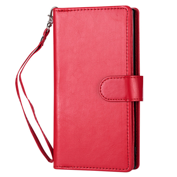 Leman Iphone 12 - Praktisk Robust 9-card Wallet Case Röd