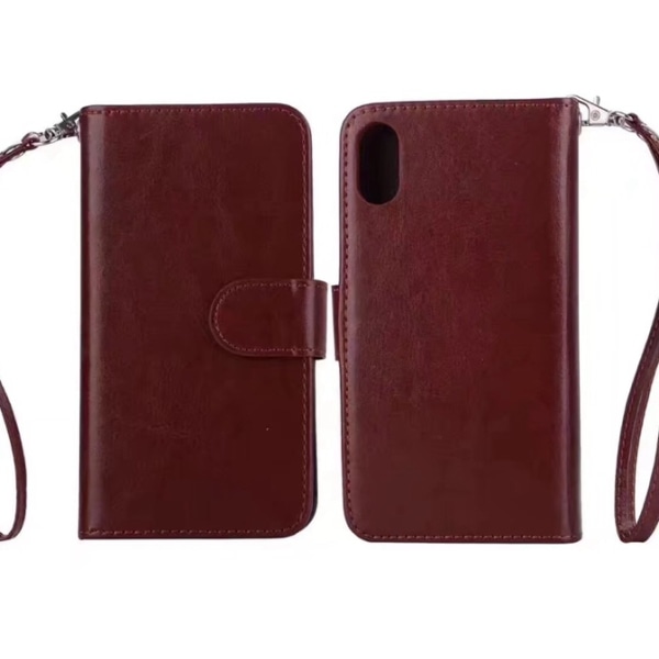 Floveme Smart 9-card Wallet Case Med Ekstra Cover Iphone X/xs Brun