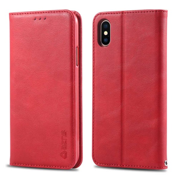 AZNS Iphone Xs Max - Smart Practical Wallet Cover Röd