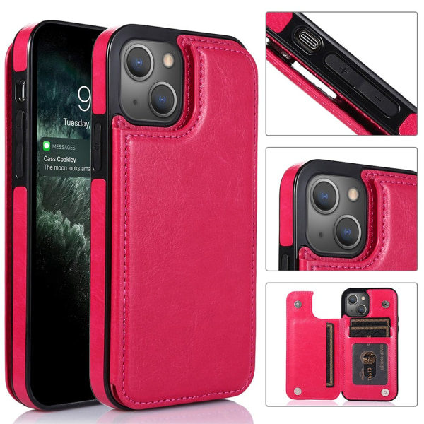 Nkobee Iphone 13 - Smart & Praktisk Cover Med Kortholder Rosaröd