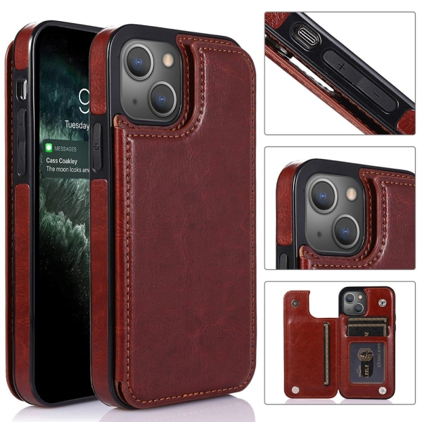 Nkobee Iphone 13 - Smart & Praktisk Cover Med Kortholder Brun