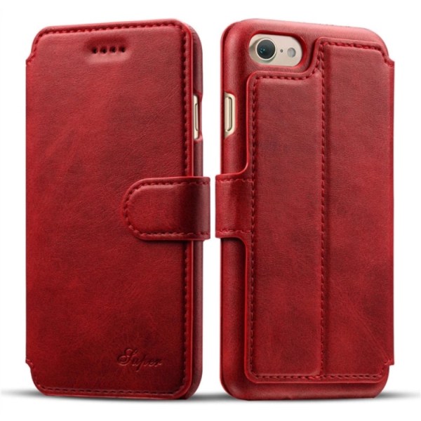 Klassiskt Plånboksfodral I Retrodesign (läder) Iphone 6/6s Plus Röd