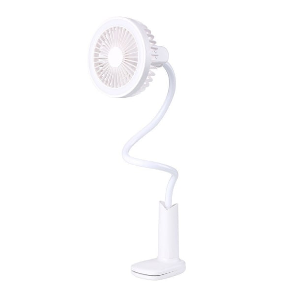 MTK Usb Genopladelig Led Bordlampe Clip Fan 360 Grader Justerbar - White