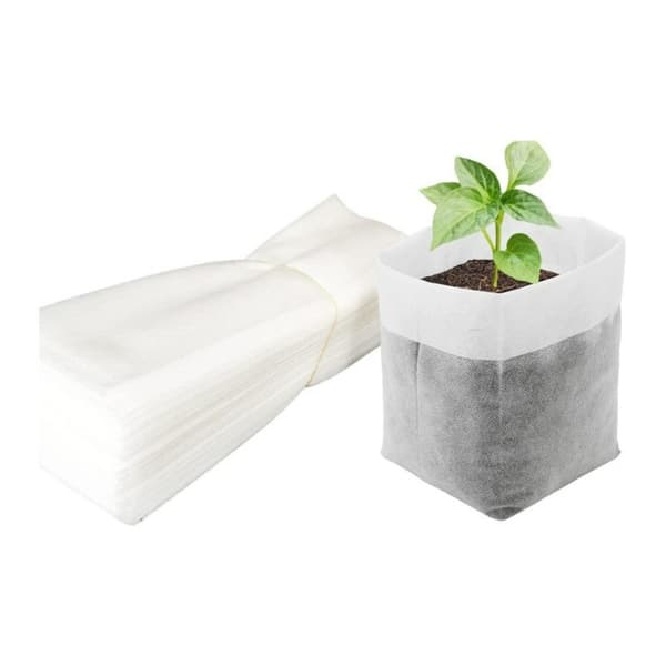 100 planteposer i flat stoff, 16x20cm / Topp: 10x15cm