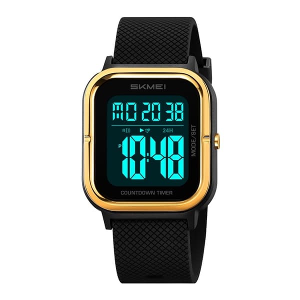 SKMEI Vandtæt Digitalt Armbåndsur Ur Belysning Stopur - Guld+Sort+TPU