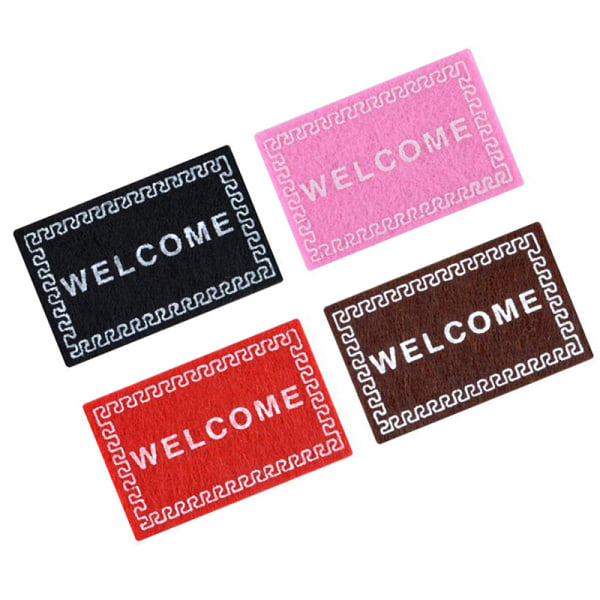 guohanfsh 1/12 Scale Miniature Welcome Door Mat Carpet Doll House Miniature Room Decorations Red
