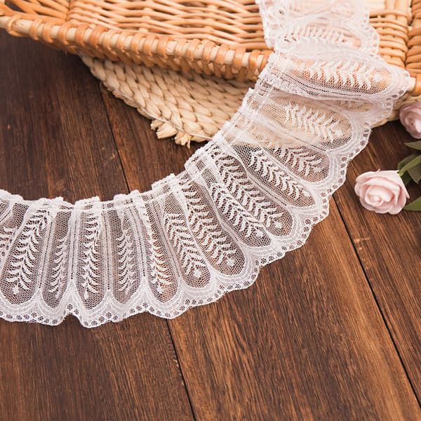 5 meter 9 cm bred luksuriøs bomull brodert hvit blomst blonder stoff sy