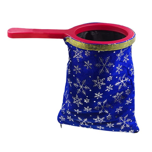 Magisk Forvandlingspose for Barn – Snøfnuggmønstret Stoffrekvisitt for Godteritriks og Klasseromsforestillinger, 19x8.5x23cm