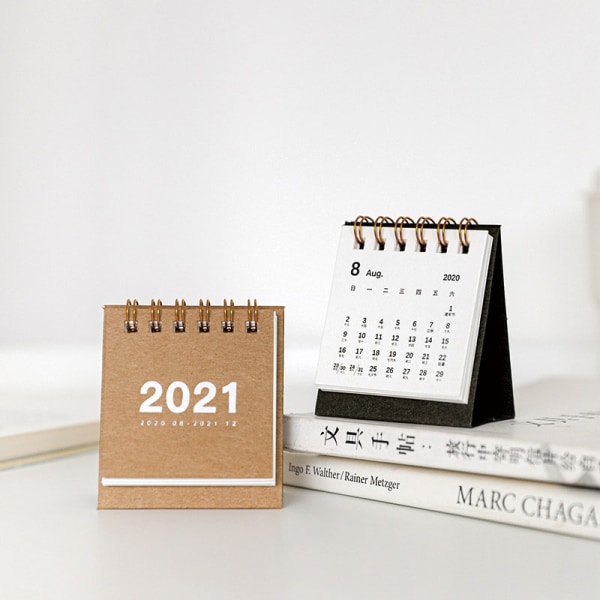 2021 Simple Solid Color Series Desktop Calendar Double Scheduler Light Brown