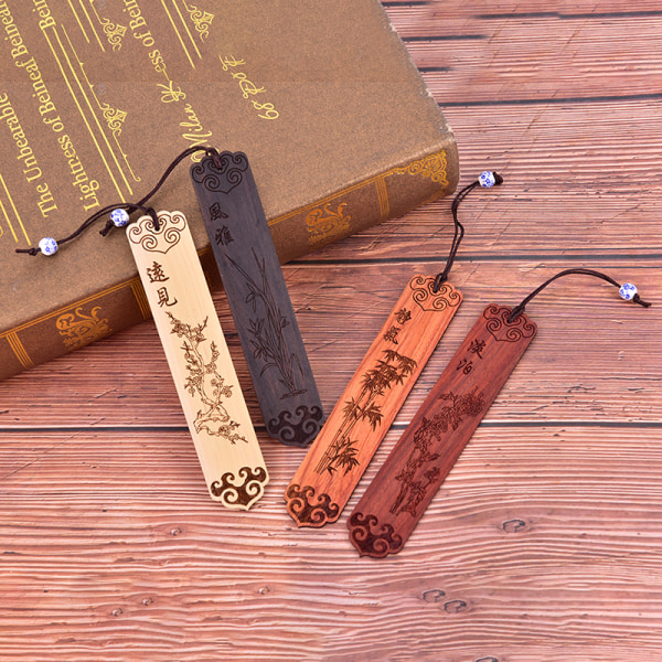 Chinese Style Retro Bookmarks Sandalwood Wood High-quality Stati A