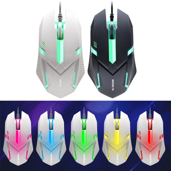 Game Lighted Wired Usb Mouse Boxed Led Light Suitable For Gamers White