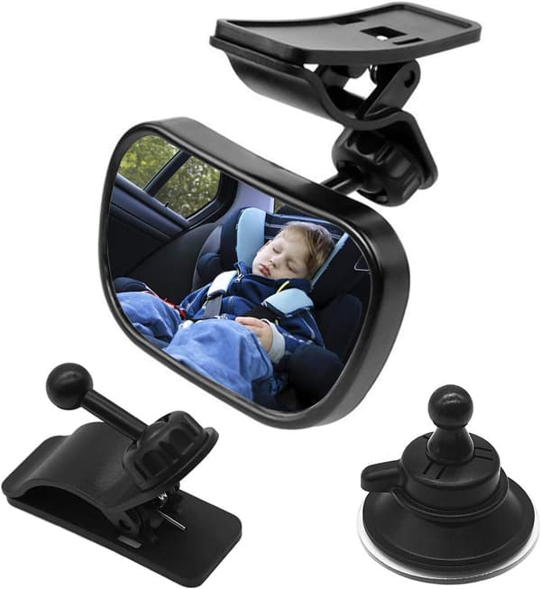 1 Baby Bakspejl + 2 Holdere, Baby Overvågningsbakspejl, Bilspejl, Baby Sikkerhedsbakspejl, Brudsikkert Bilspejl, Sikkerhed