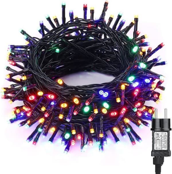 Flerfargede julelyslenker, 20M 200 LED innendørs og dekorative eventyrlys, grønn ledning eventyrlys med 8 moduser, vanntett