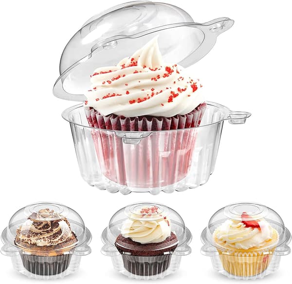 100 Pakke Cupcake Beholdere Individuelle, Klar Plast Enkel Muffins Holdere Bokser Kopper Etuier Pods for Hjemmebaking, Bryllup, Baby Shower, Høytidsfe