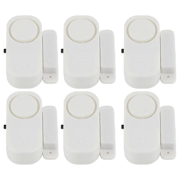 6-pack Fönsterlarm, Mini Trådlöst Fönster Dörr Inbrottslarm Säkerhetssystem Magnetisk Sensor Skydd för Hem FT