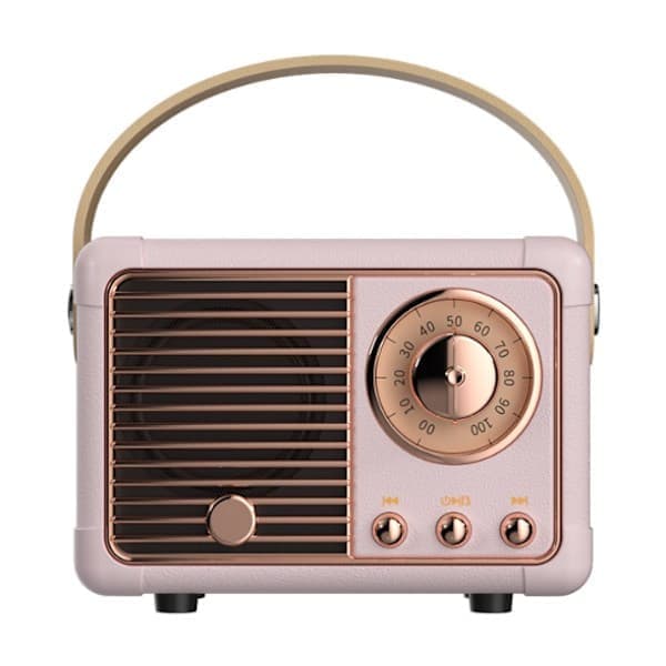 Retro Bluetooth Højttaler Vintage FM Radio Høj Lydstyrke Bluetooth 5.0 Trådløs TF Kort Pink