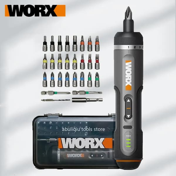 Skrutrekkere Worx 4V Mini Elektrisk Skrutrekker Sett WX242 Smart Trådløs Elektrisk Skrutrekker USB Oppladbart Håndtak 30 Bits Drillverktøy 230510