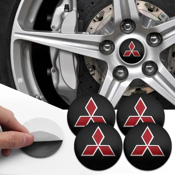 4 stk. 56 mm Bilhjul Senter Nav Caps Emblem Klistremerke Auto Logo Dekaler For Mitsubishi RalliArt ASX Pajero Montero Lancer