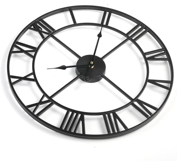 Moderne Romertal Stort Vægur Rundt Metal Lydløst Ikke-Tikkende Vægur til Stue Vintage Vægur - 40cm