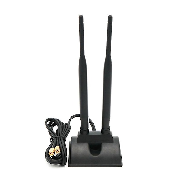 2.4GHz 5GHz Dobbelbånds Wifi Antenne, RP-SMA Hann Antenne Magnetisk Base For PC
