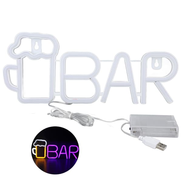 LED Neonskilt BAR Form Design USB Eller Batteridrevet Høj Sikkerhed Bredt Anvendt Bar Neonlys til Soveværelse Fest Baghave Lilla BAR