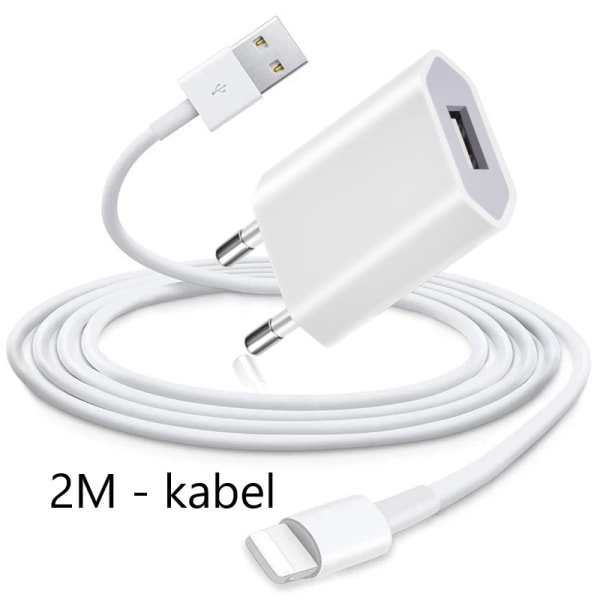 iPhone Laddare 5/6/7/8/X/11/12 +Lightning Kabel (2m Extra Lång) 3fb1 |  Fyndiq