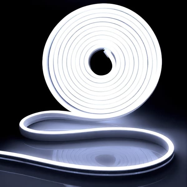 Neon LED Strip Lys 5M, DC 12V Hvit 6000K LED Lys Strip Fleksibel Vanntett IP67 LED Neon Tau Lys DIY Dekor