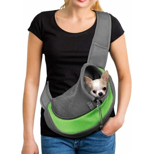 Bærbar Hundetransporttaske Åndbar Mesh Sling Taske til Hund og Kat Hvalp Kæledyr Skulder Sling Transporttaske Justerbar Rejsetaske til Små Dyr Hund