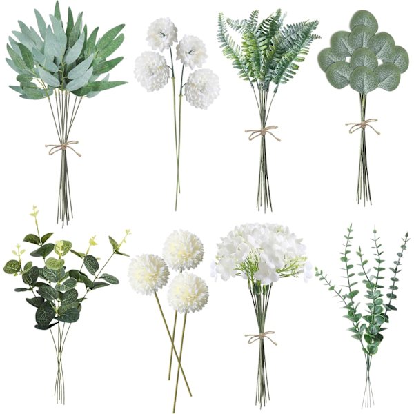 55 st Konstgjorda Blommor, Konstgjord Blombukett Grenar Falska Blommor Dekoration DIY Växter Faux Sidenbukett för Hemmet