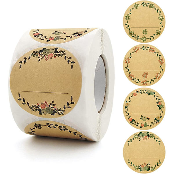 2 selvklebende etiketter, 5 cm syltetøyglassetiketter, kan brukes til kjøkkendekorasjon, krydder, baketetningsklistremerker, selvklebende etikettpapir