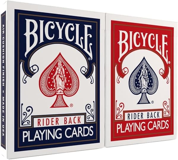 Bicycle Rider Back -pelikortit, vakiokoon pokeripaketti, punainen ja sininen, 2 kpl, klassiset kortit blackjackiin, perhepeli-iltoihin ja kaikenikäisi